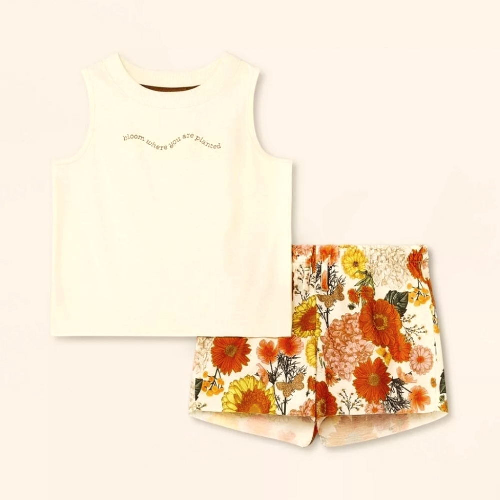 Art Class Floral Short And Muscle Tank Pajama Set